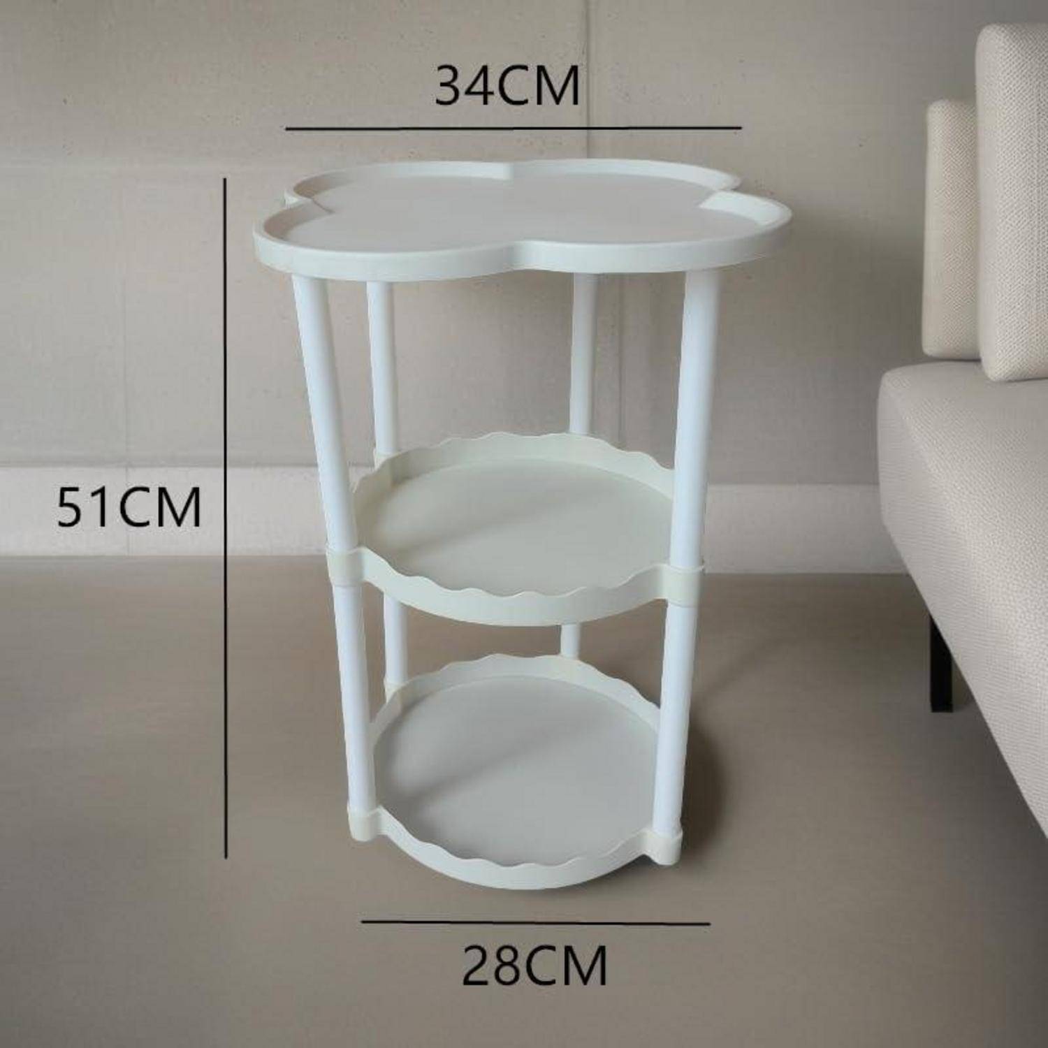 Weißer Beistelltisch 34 cm, Endtisch für Schlafzimmer & Wohnzimmer
