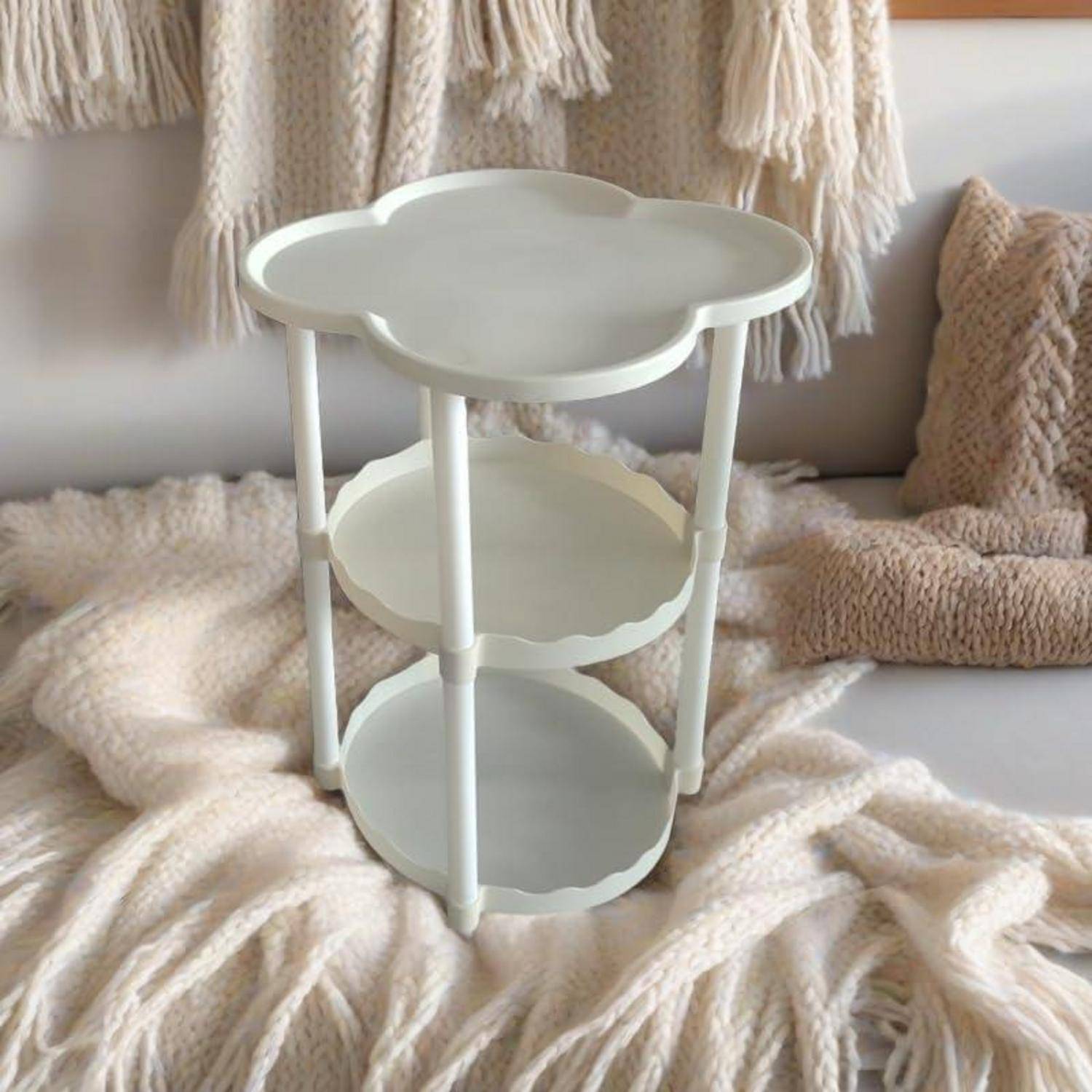 Weißer Beistelltisch 34 cm, Endtisch für Schlafzimmer & Wohnzimmer
