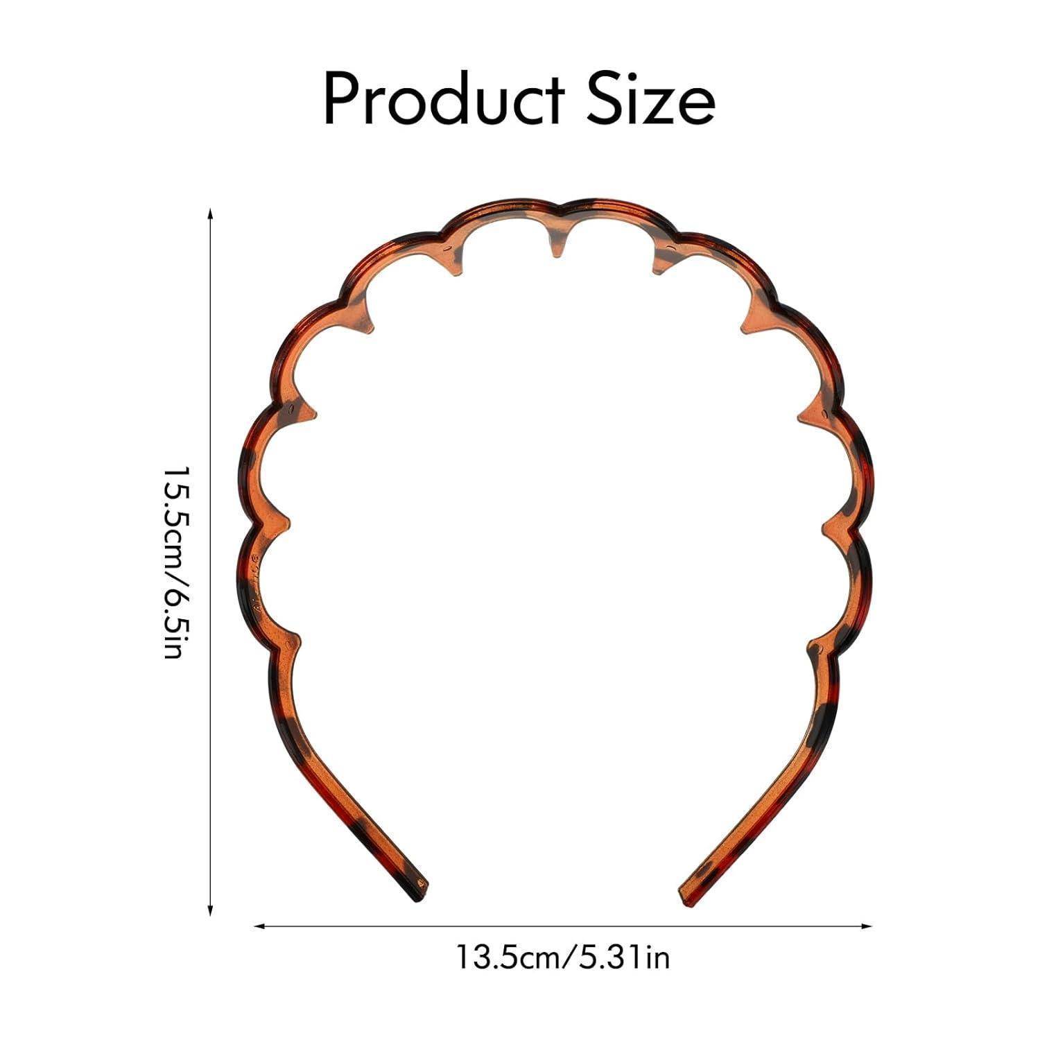 Produktgröße': Braunes Haarband mit wellenförmigem Design, 15,5 cm/6,5 Zoll hoch, 13,5 cm/5,31 Zoll breit.