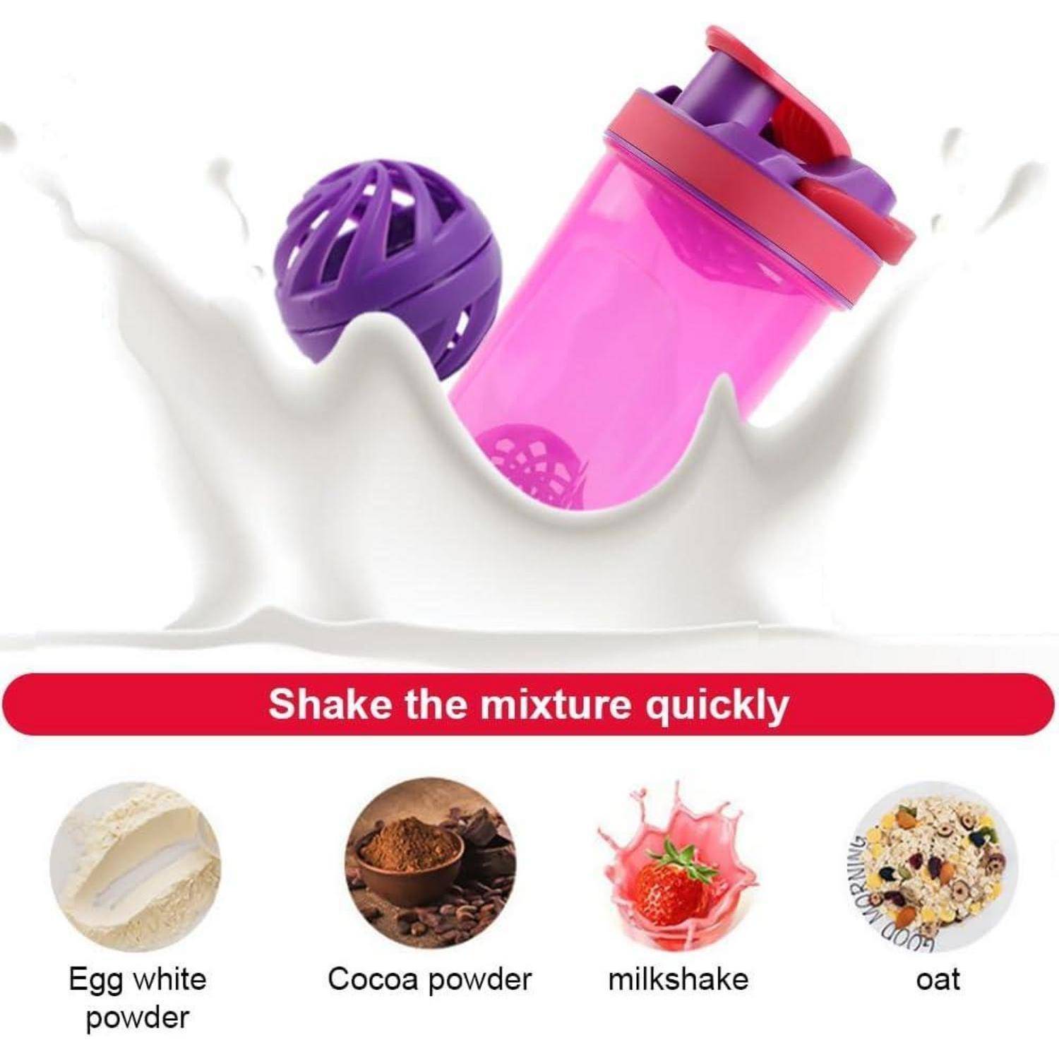 Protein Shaker 700ml mit Kugel, Sieb, Mess-Skala, Auslaufsicher