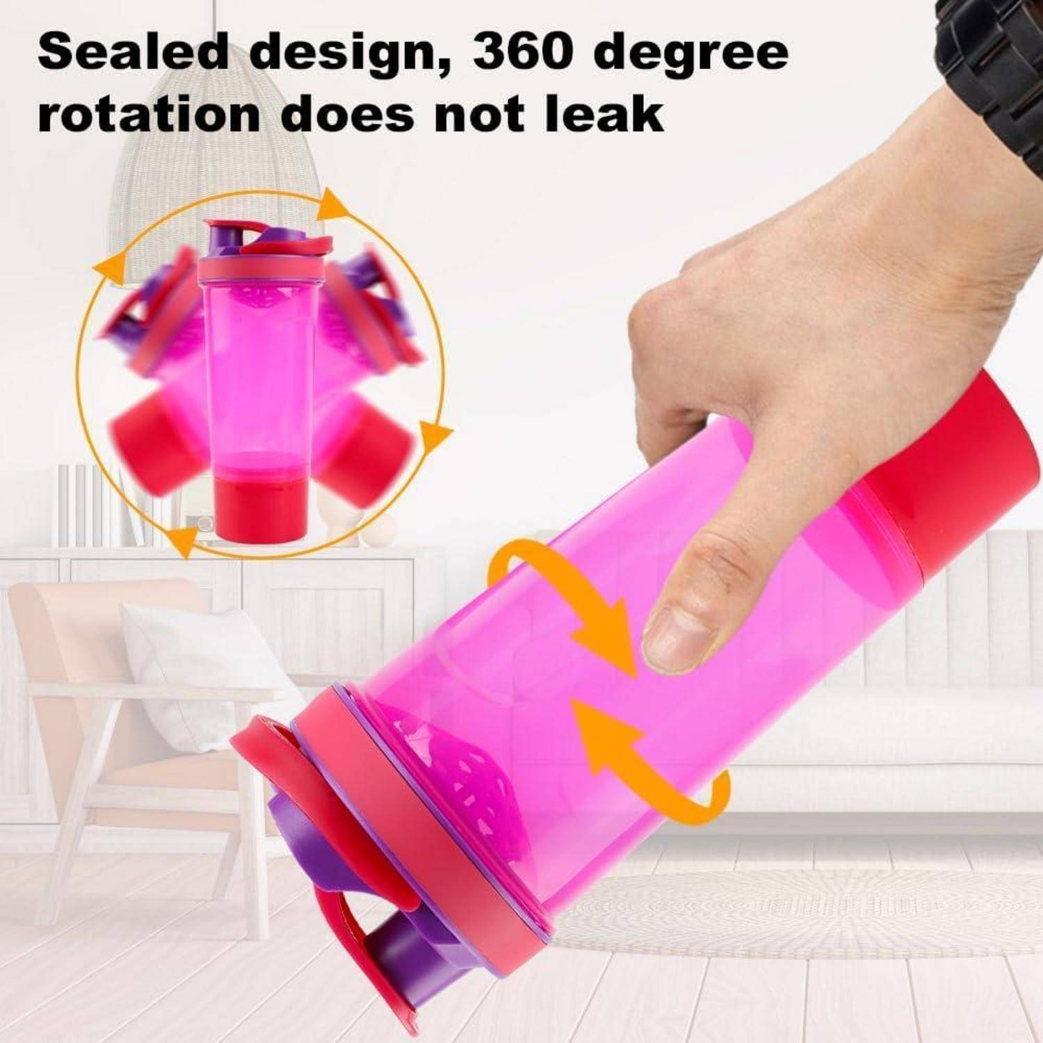 Protein Shaker 700ml mit Kugel, Sieb, Mess-Skala, Auslaufsicher