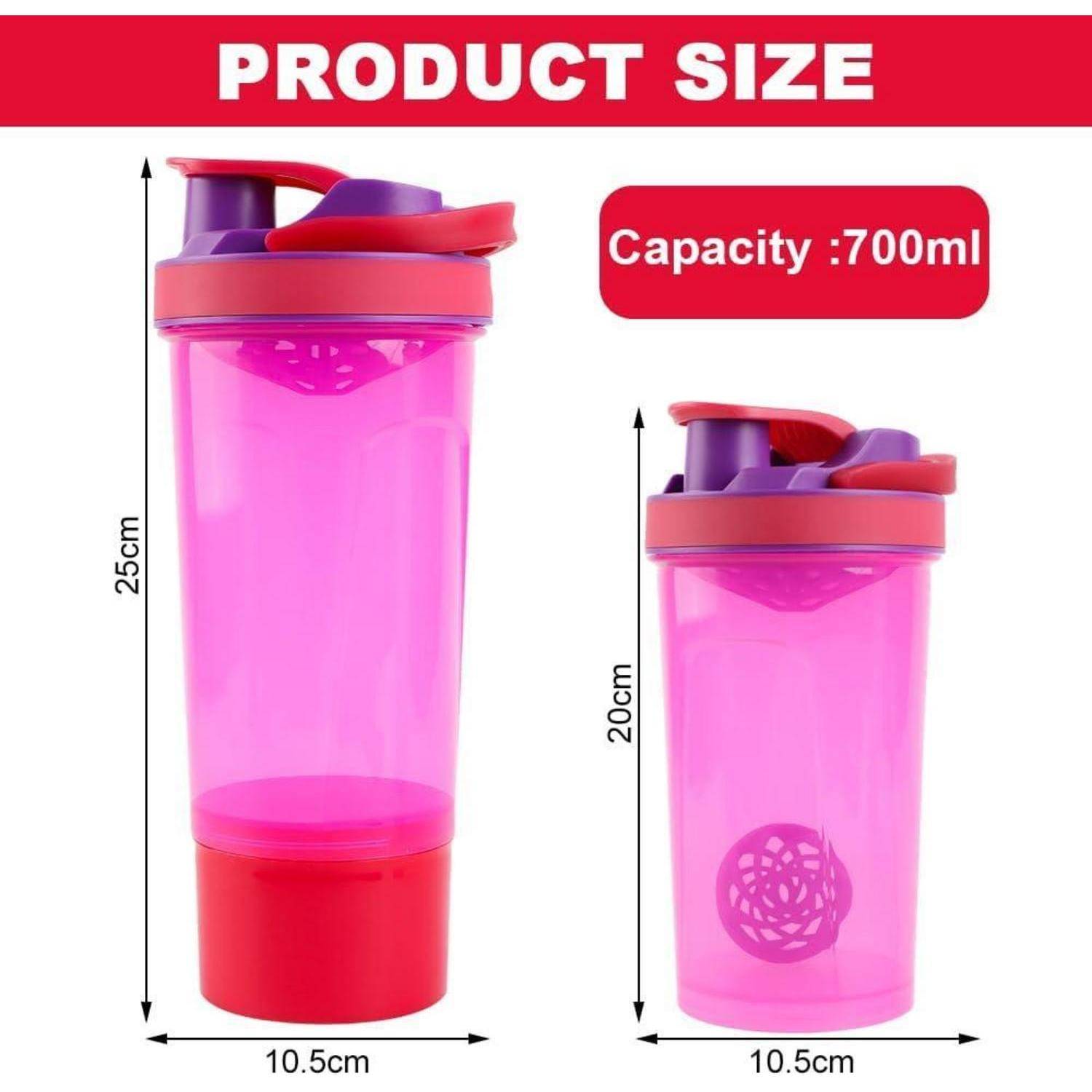 Protein Shaker 700ml mit Kugel, Sieb, Mess-Skala, Auslaufsicher