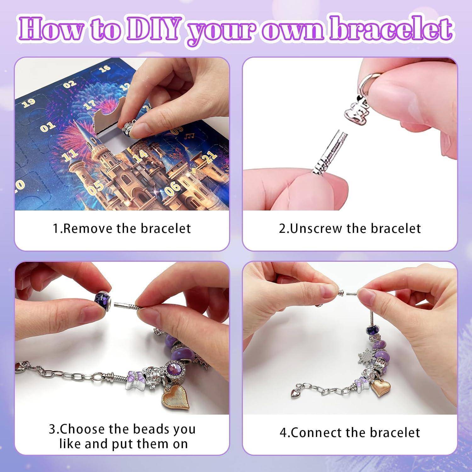 Adventskalender Schmuck 2025 Mädchen 24 Teile DIY Armband