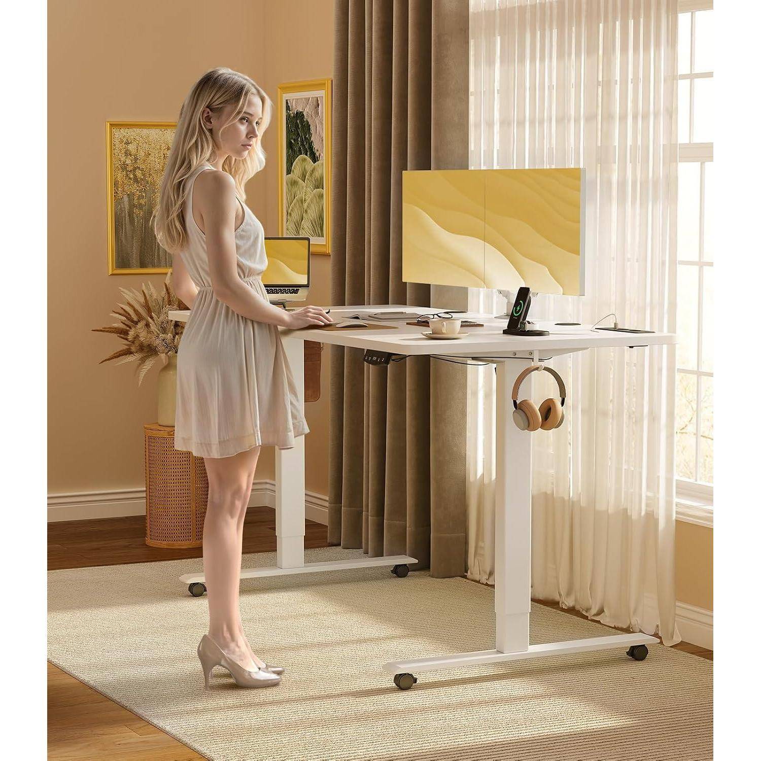 Höhenverstellbarer Schreibtisch 160cm Elektrisch USB Standing Desk
