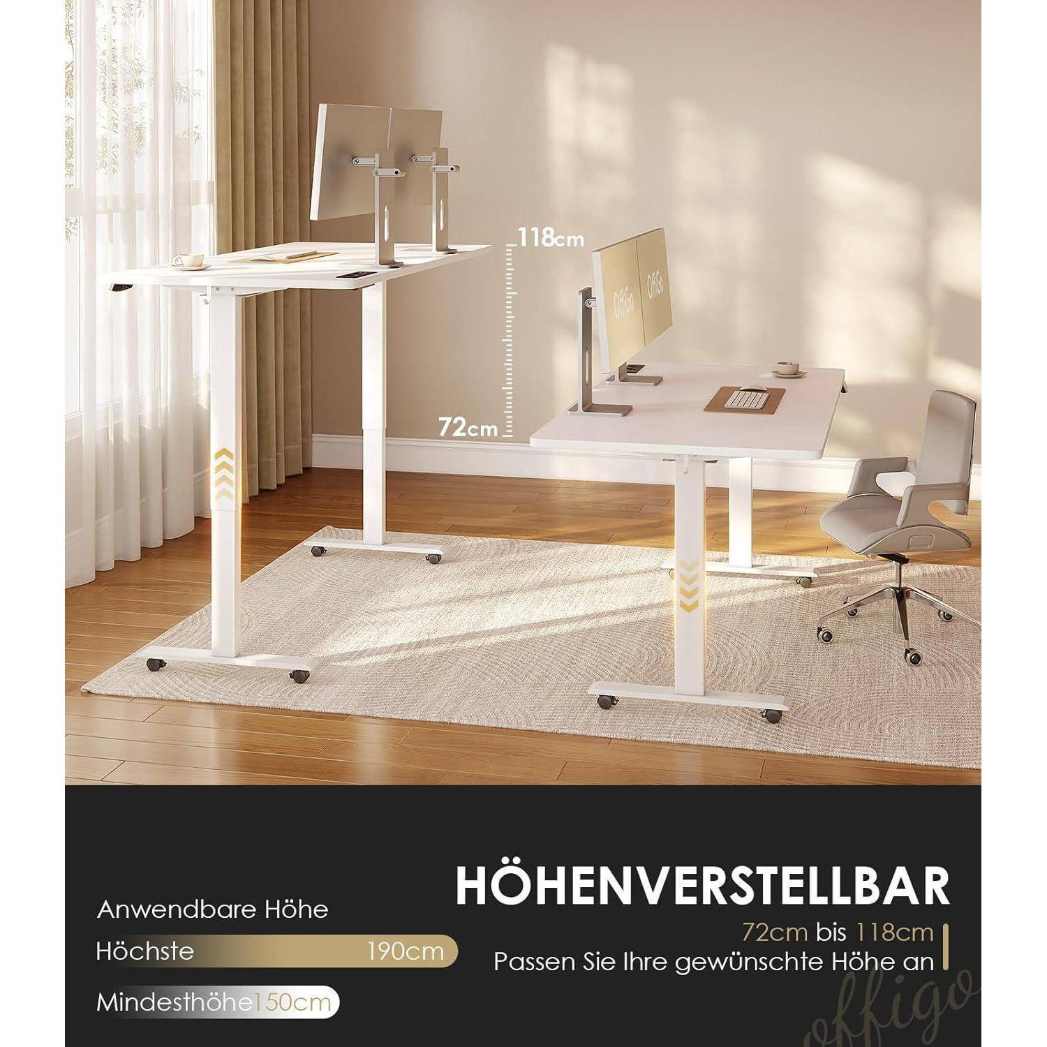Höhenverstellbarer Schreibtisch 160cm Elektrisch USB Standing Desk
