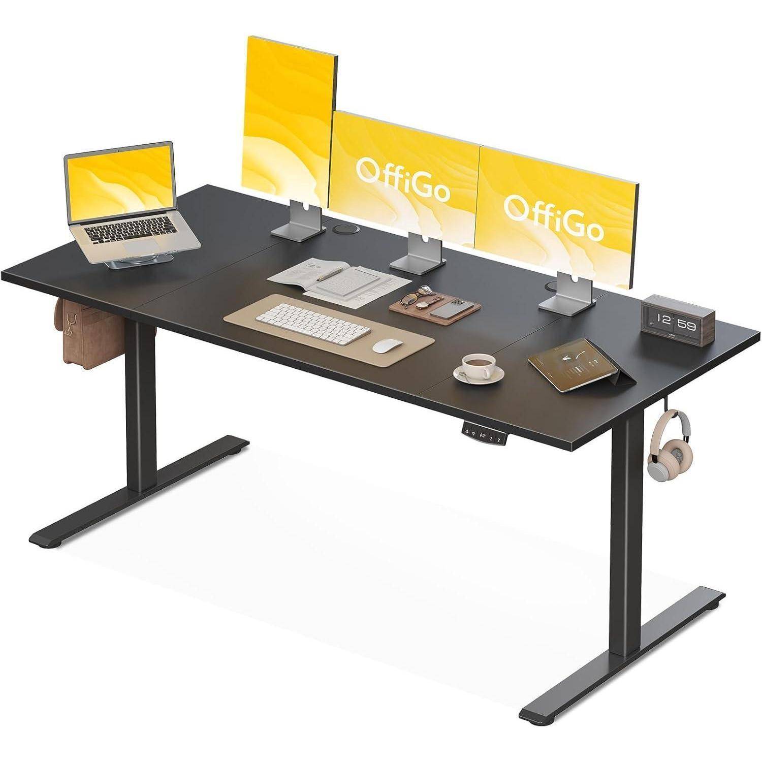 Schreibtisch Höhenverstellbar Elektrisch 180cm 180 x 70 cm Schwarz