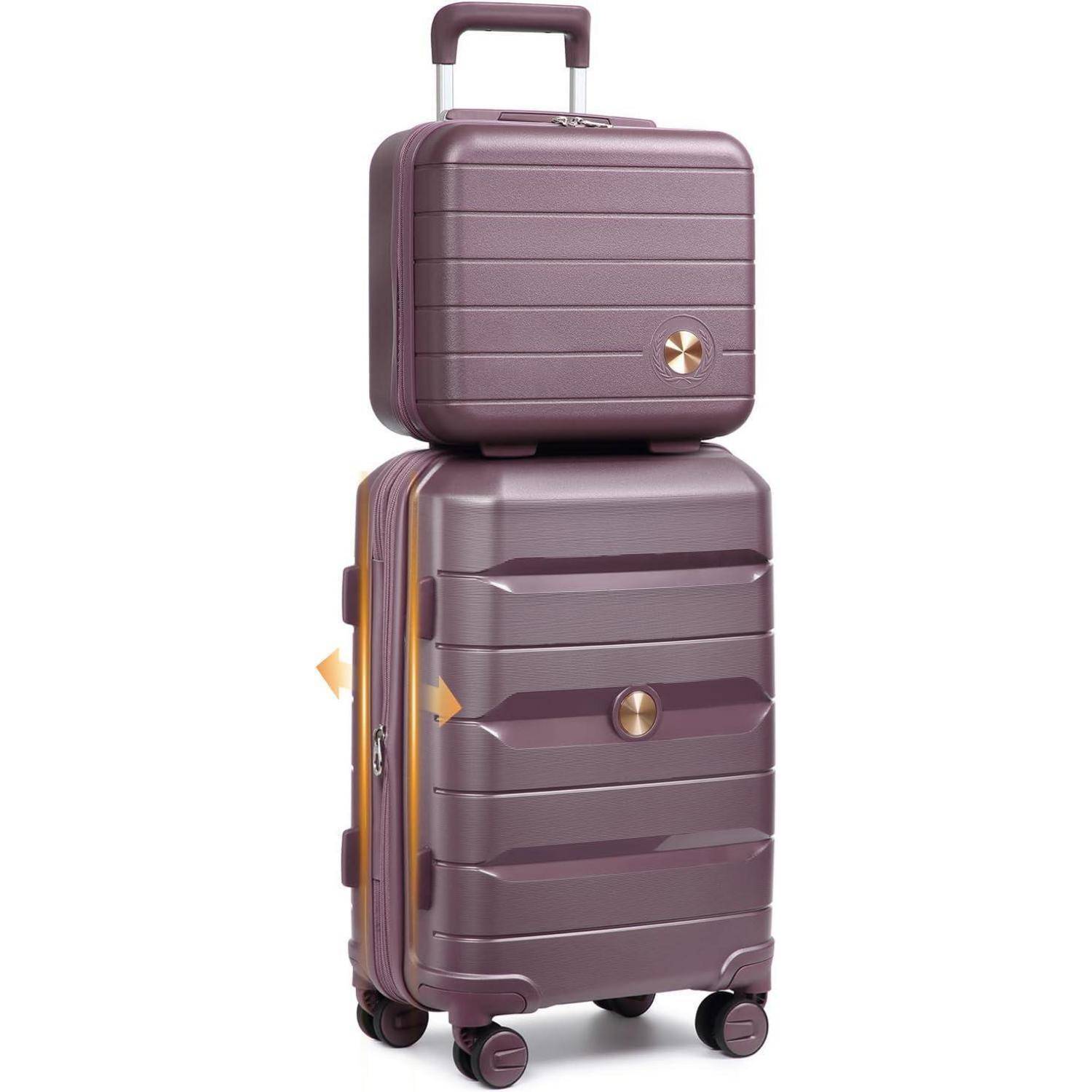 Koffer Hartschale Kabinen 360Grad Lila 55cm Handgepäck Erweiterbar