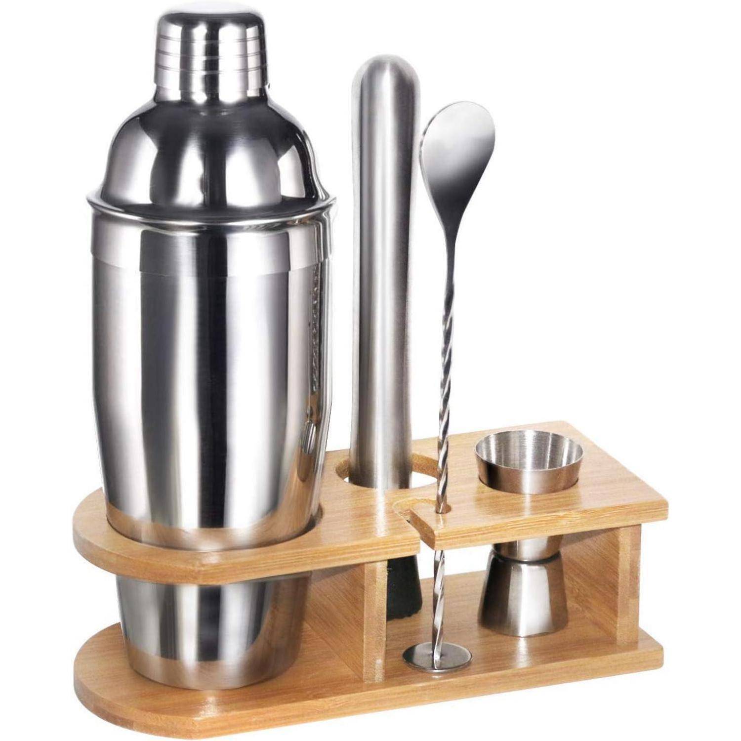 Edelstahl 5-teiliges Cocktail Shaker set Barkeeper mit Rezeptheft