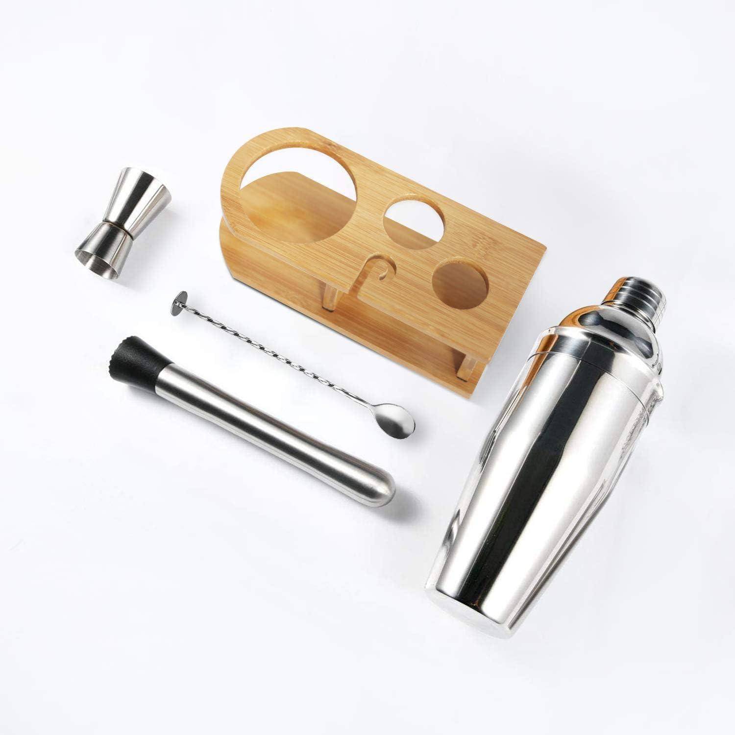 Edelstahl 5-teiliges Cocktail Shaker set Barkeeper mit Rezeptheft