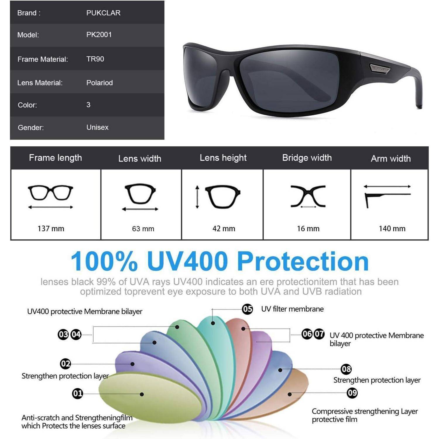 Polarisierte Sonnenbrille Herren Sportbrille Radsport UV400 Schutz Cat