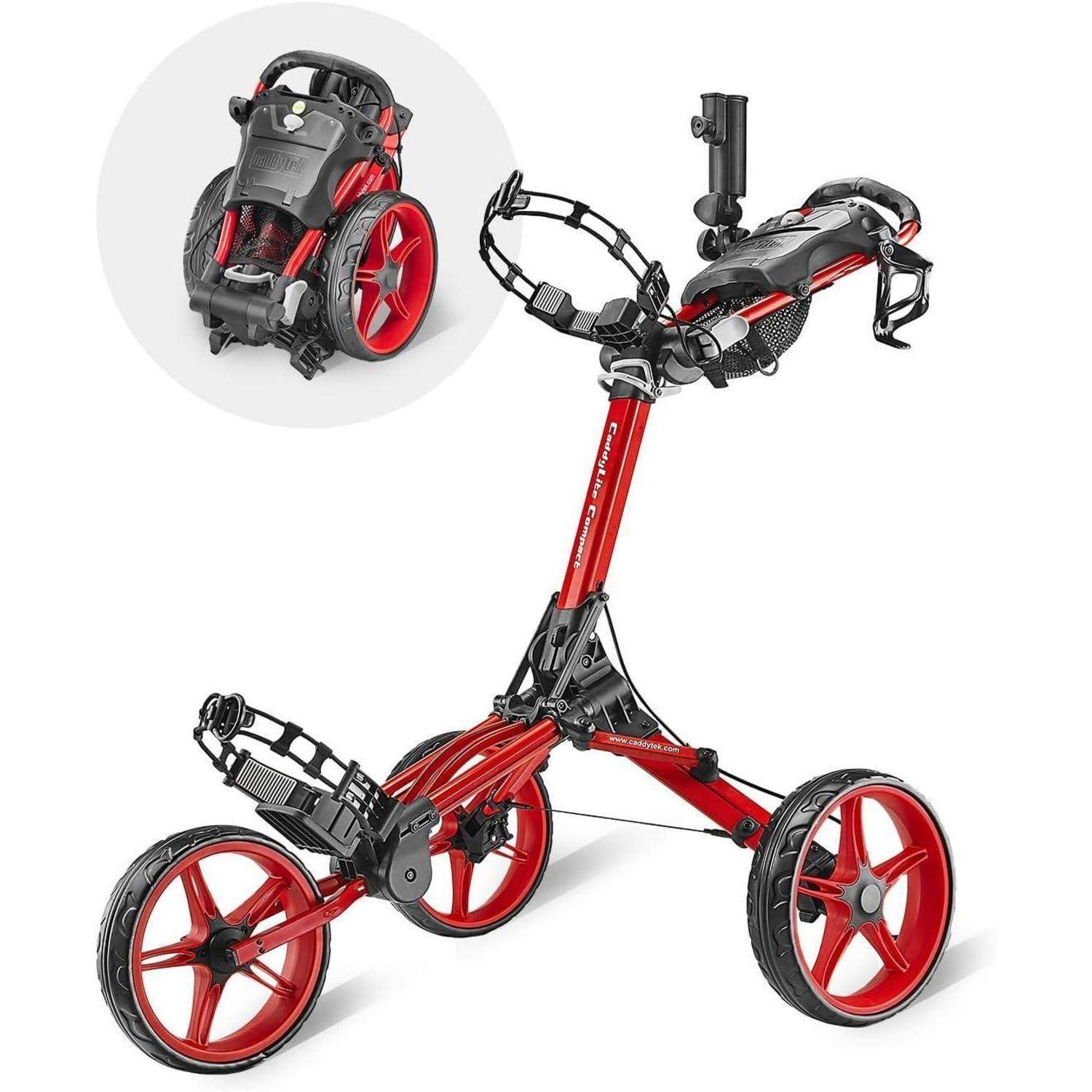 CaddyLite Compact Golf Push Cart rot Folding Unfolding