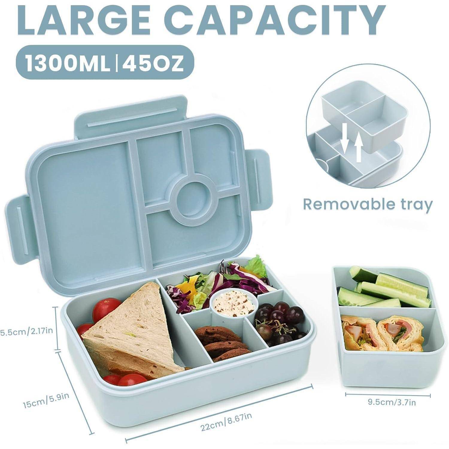 Brotdose Kinder 1300ML Auslaufsicher Lunchbox Bento Box mit Besteckset