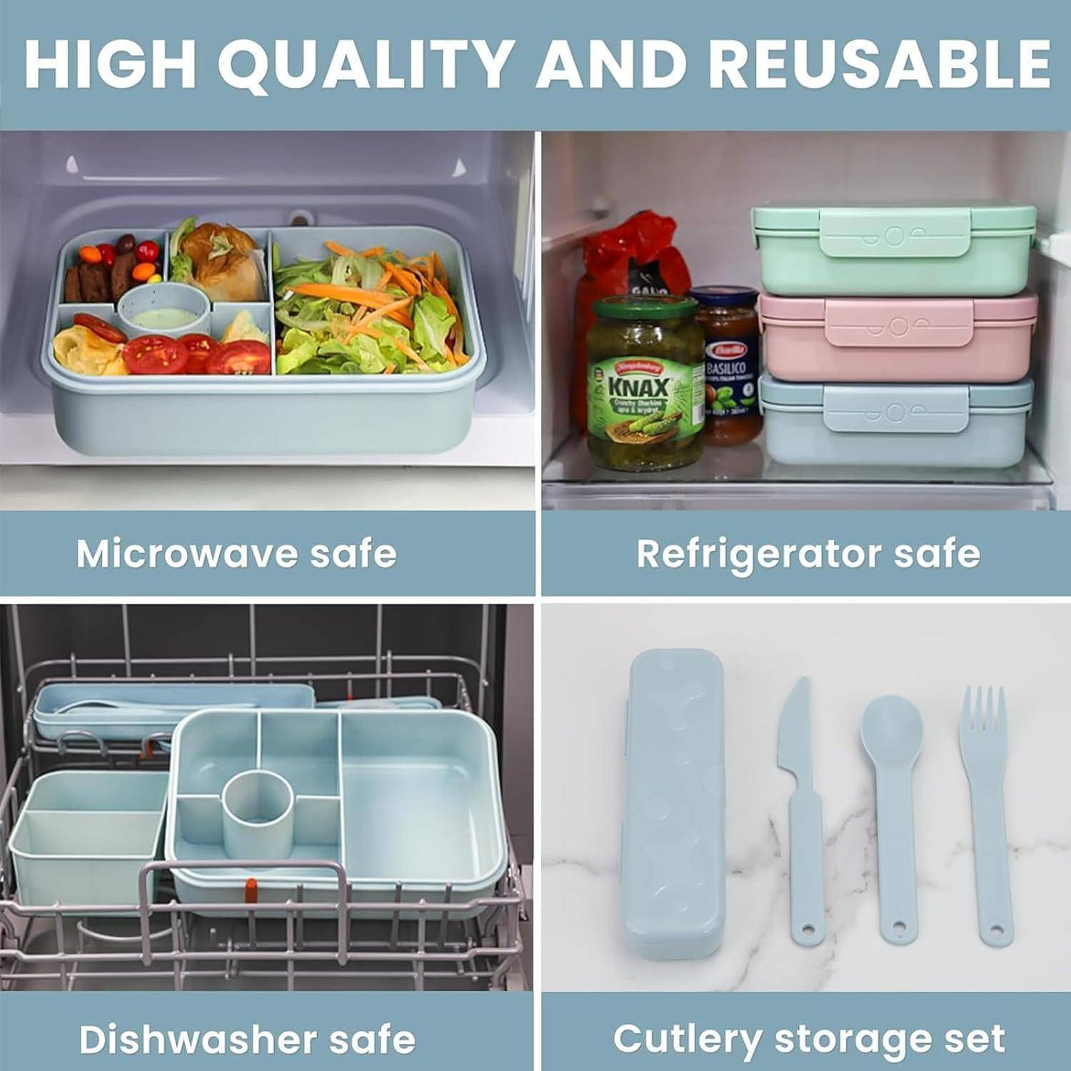 Brotdose Kinder 1300ML Auslaufsicher Lunchbox Bento Box mit Besteckset