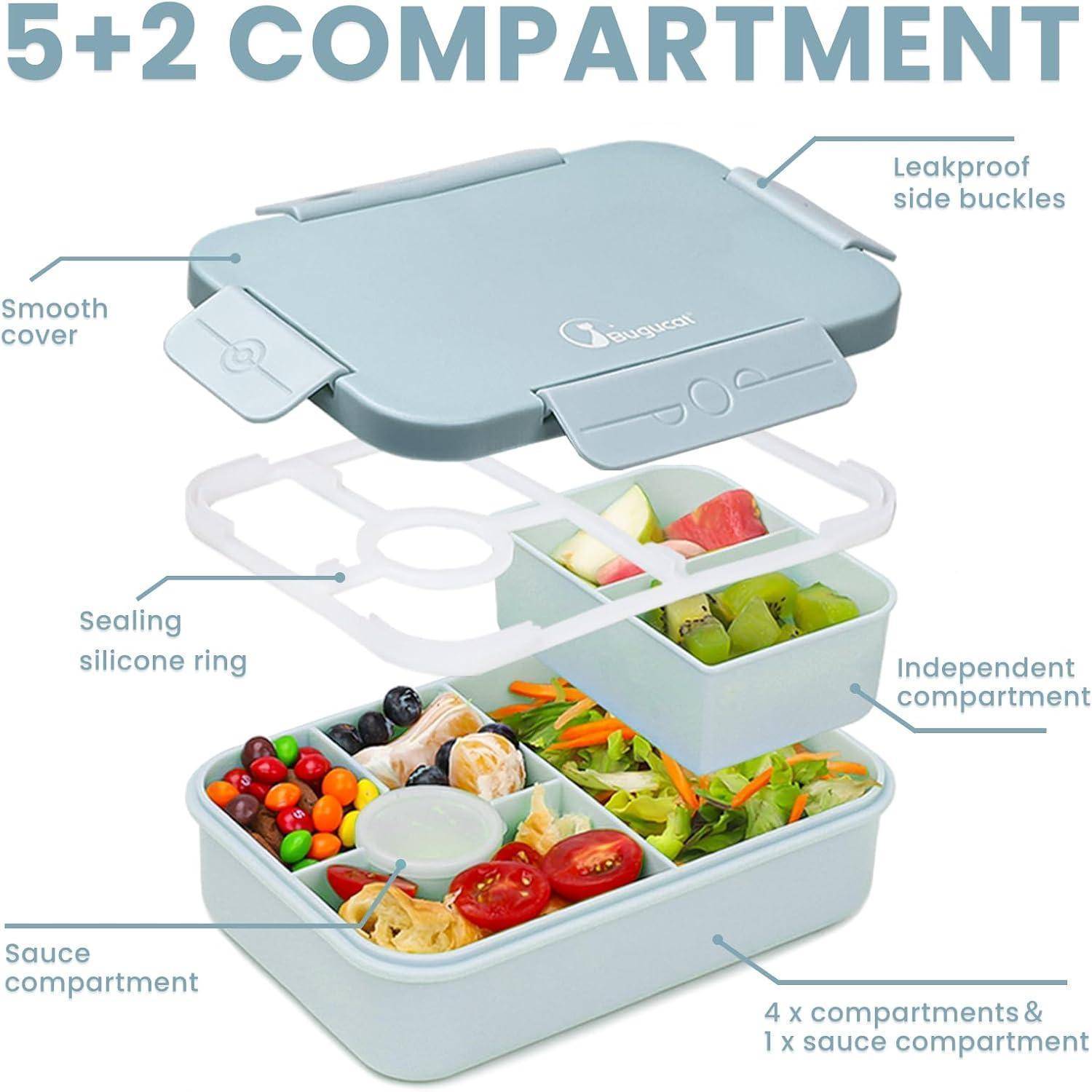 Brotdose Kinder 1300ML Auslaufsicher Lunchbox Bento Box mit Besteckset