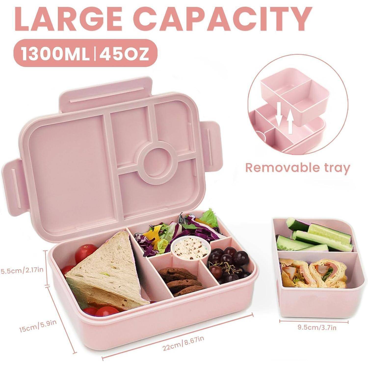 Bugucat Brotdose Kinder Bento Box 5 Fächer 1300ML Auslaufsicher
