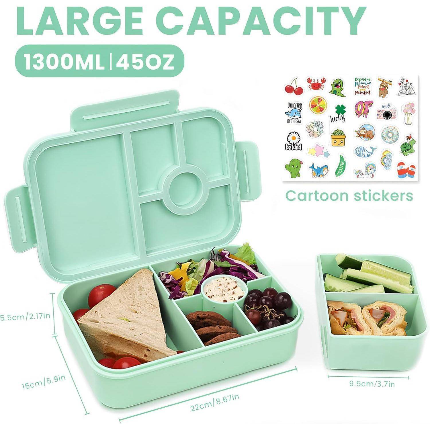Brotdose Kinder Bento Box Lunchbox Auslaufsicher 1300ml Grün