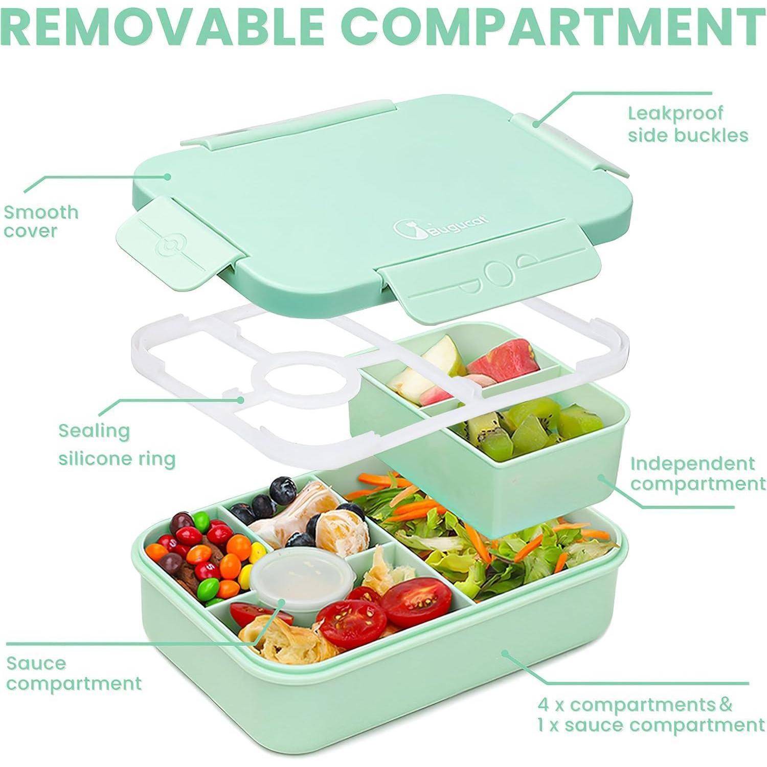 Brotdose Kinder Bento Box Lunchbox Auslaufsicher 1300ml Grün