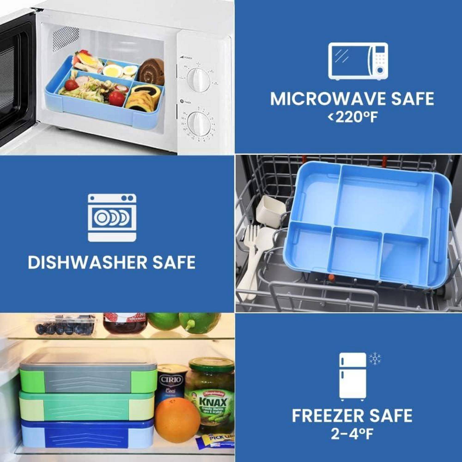 Brotdose Kinder mit Fächern 1330ML Lunchbox Bento Box Auslaufsicher 6
