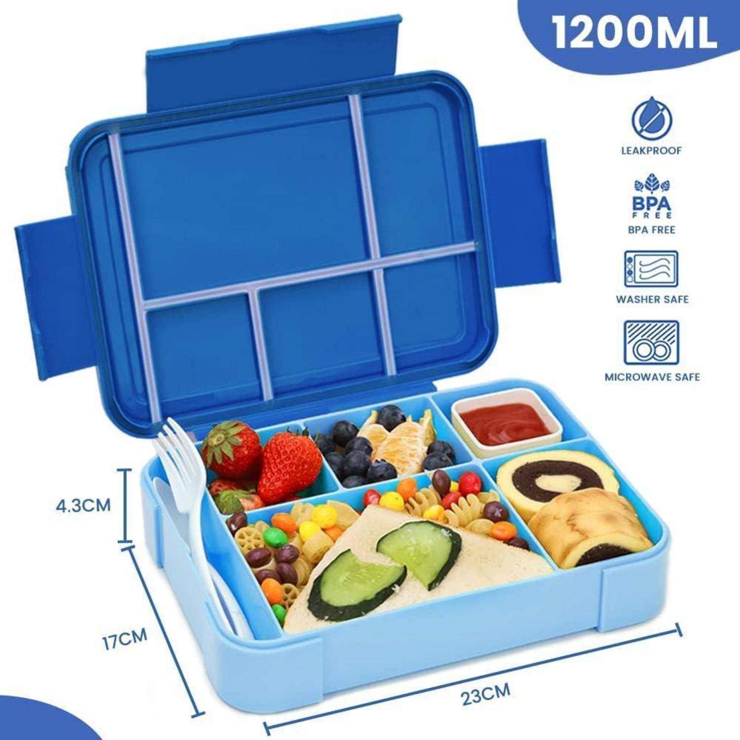 Brotdose Kinder mit Fächern 1330ML Lunchbox Bento Box Auslaufsicher 6