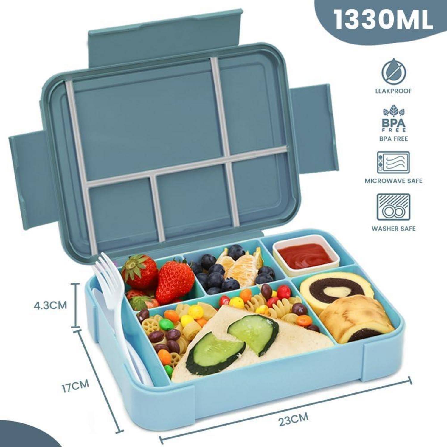 Brotdose Kinder mit Fächern 1330ML Lunchbox Auslaufsicher 6 Fächern