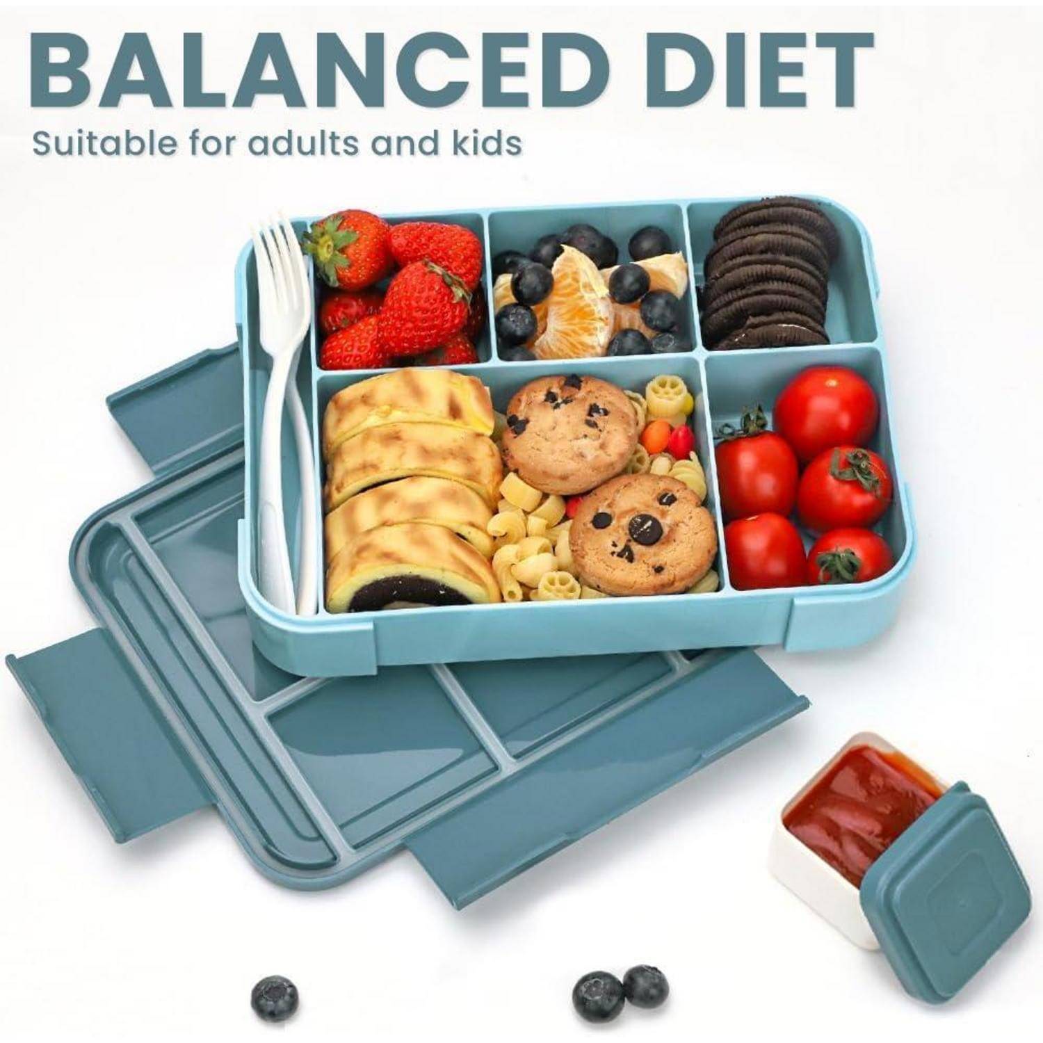 Brotdose Kinder mit Fächern 1330ML Lunchbox Auslaufsicher 6 Fächern
