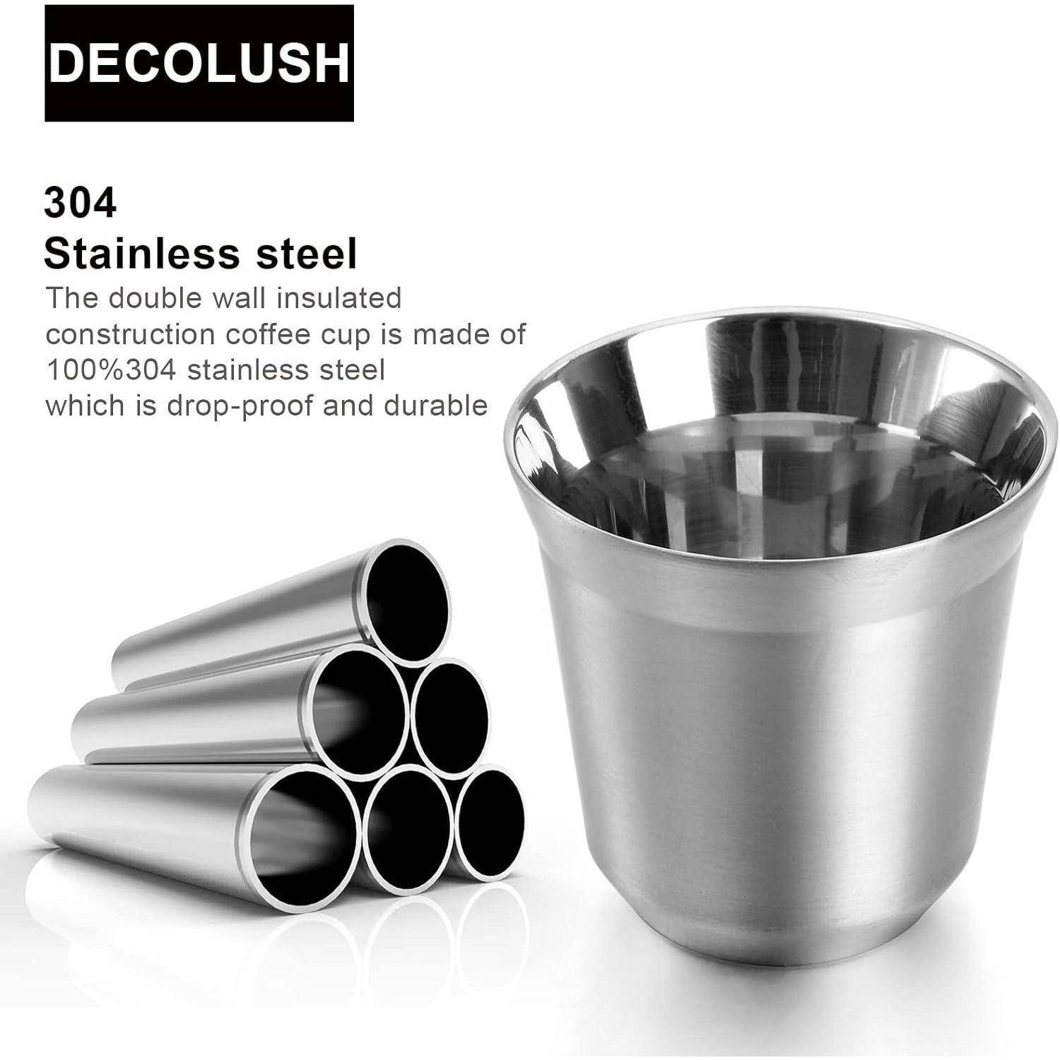 4er Set Edelstahl Espressotasse 80 ml doppelwandig hitzebeständig