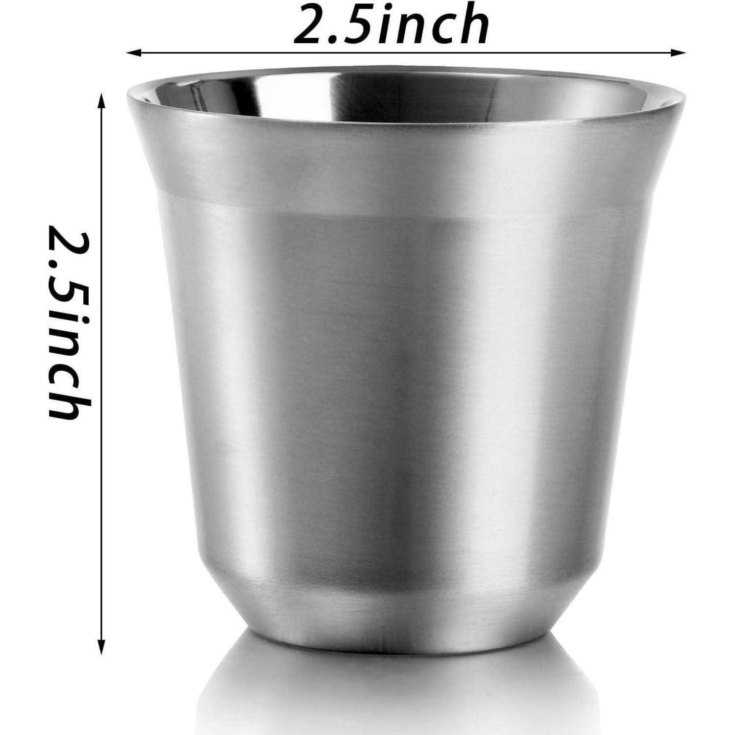 4er Set Edelstahl Espressotasse 80 ml doppelwandig hitzebeständig