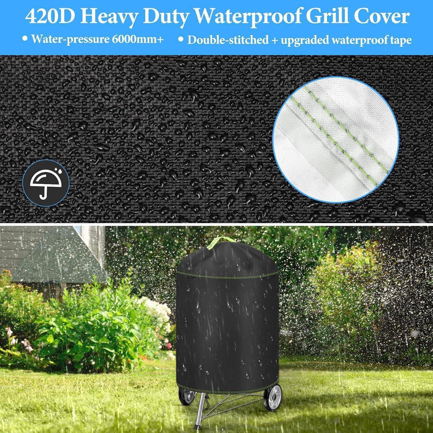 Kugelgrill Abdeckung Ø77x90cm 420D Oxford wasserdicht reißfest
