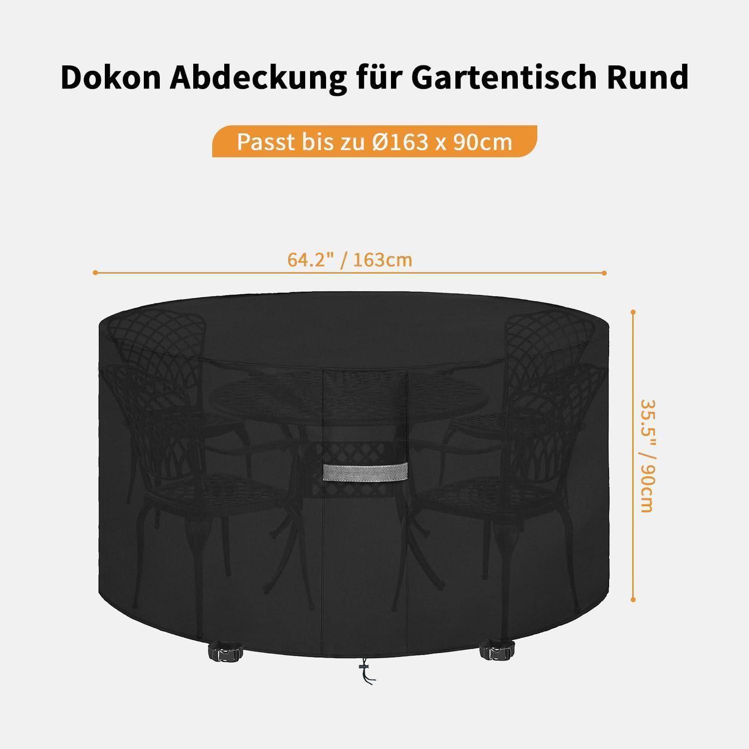 Gartenmöbel Abdeckung 600D Oxford Gewebe Rund Ø163x90cm - Wasserdicht