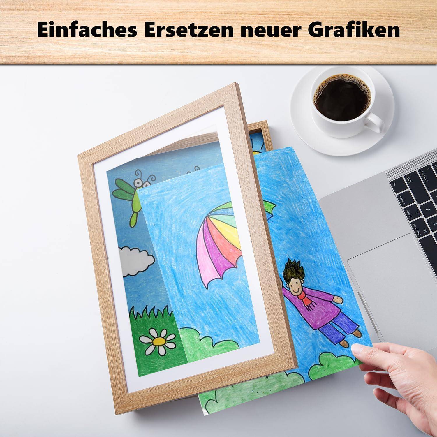 Bilderrahmen Kinderzeichnungen A4 Acrylglas Hölzerne Farbe 4er Set