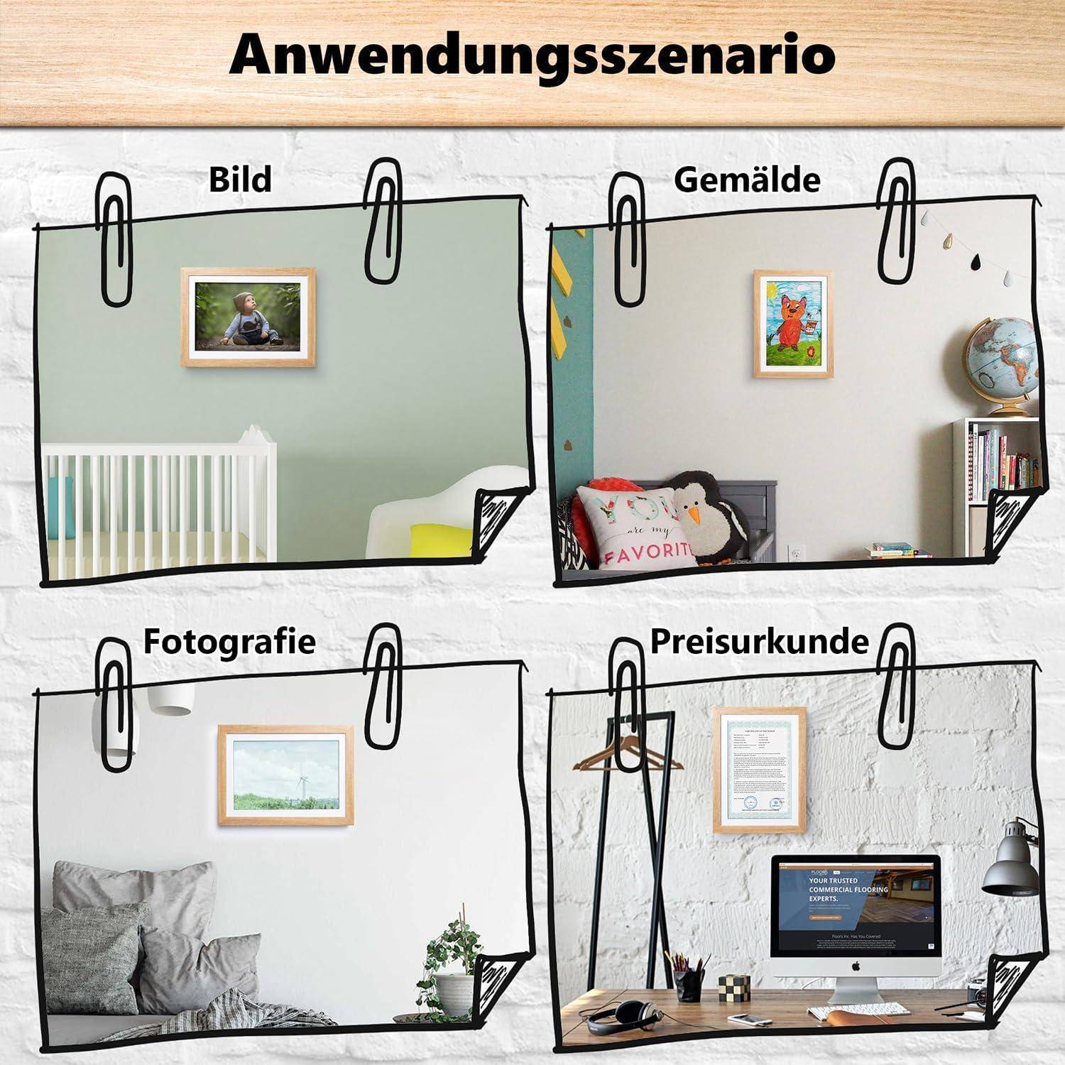 Bilderrahmen Kinderzeichnungen A4 Acrylglas Hölzerne Farbe 4er Set