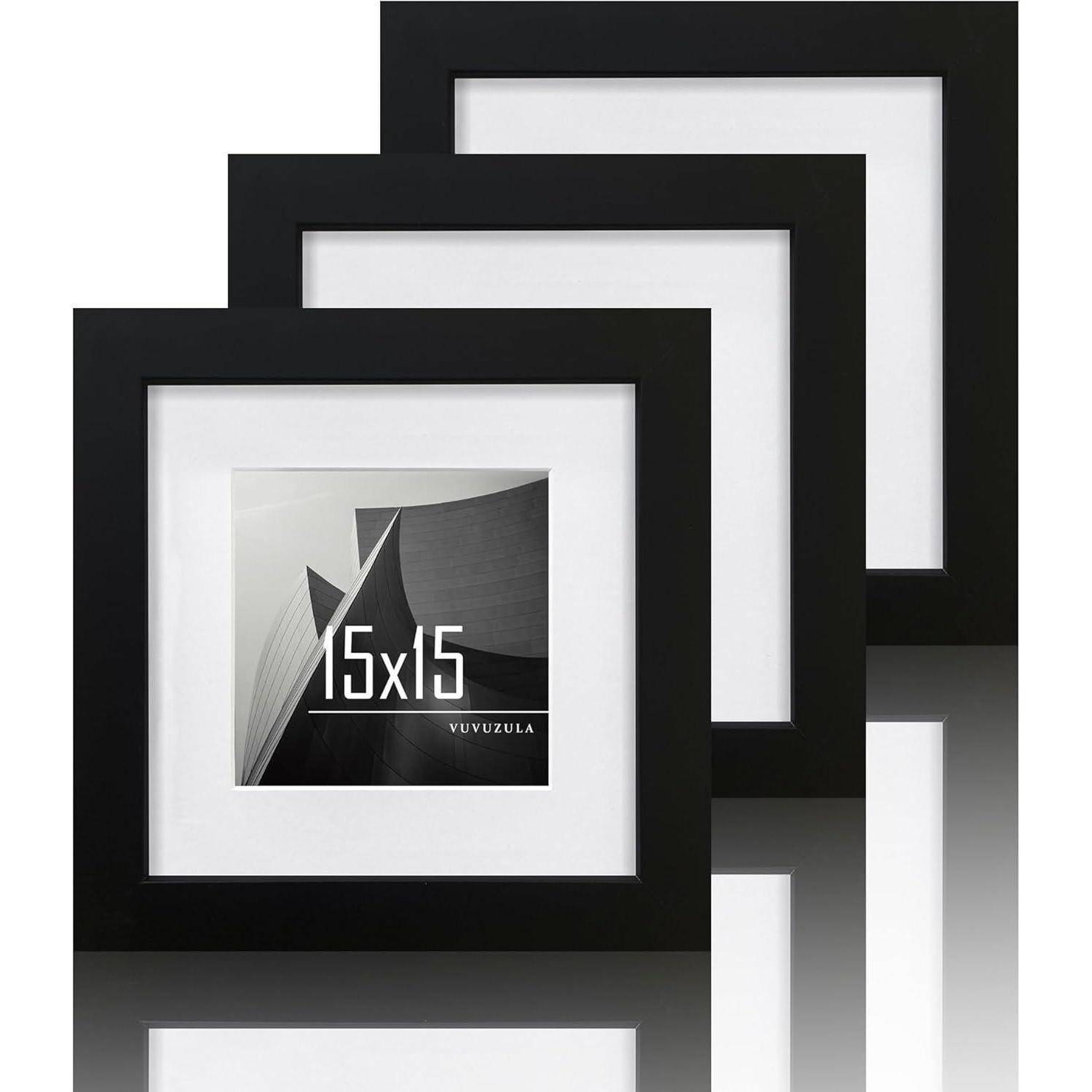Bilderrahmen Schwarz Quadratisch 15x15cm Holz Fotorahmen MDF mit