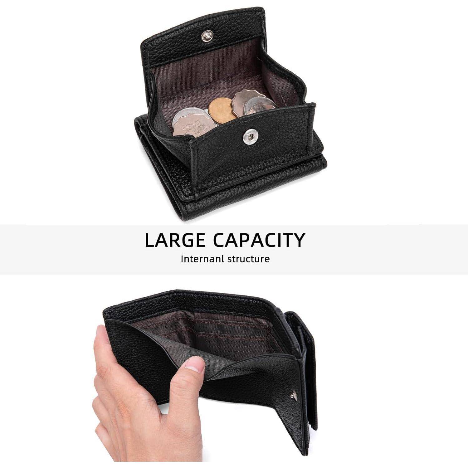 Geldbörse Damen Münzfach PU Leder Kartenfächer Schwarz B Schwarz