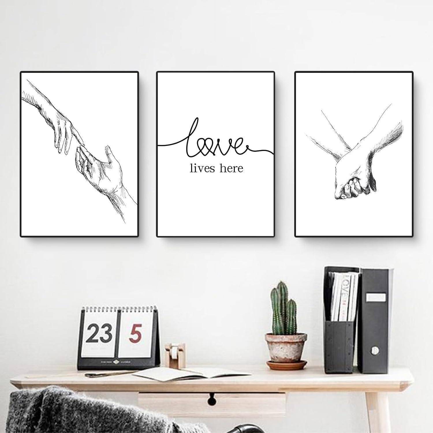 Poster 3er Set Hand in Hand Wandkunst Wohnzimmer 50x70cm 50x70cm C