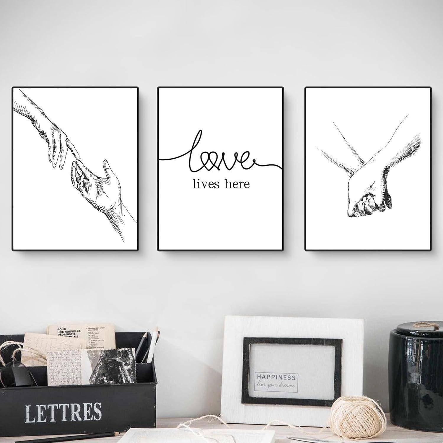 Poster 3er Set Hand in Hand Wandkunst Wohnzimmer 50x70cm 50x70cm C