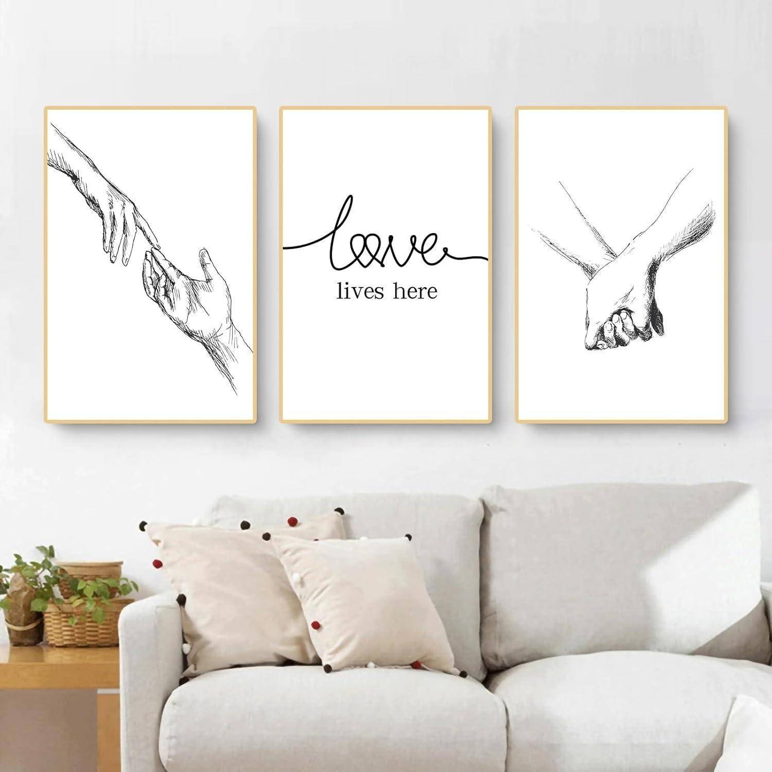 Poster 3er Set Hand in Hand Wandkunst Wohnzimmer 50x70cm 50x70cm C
