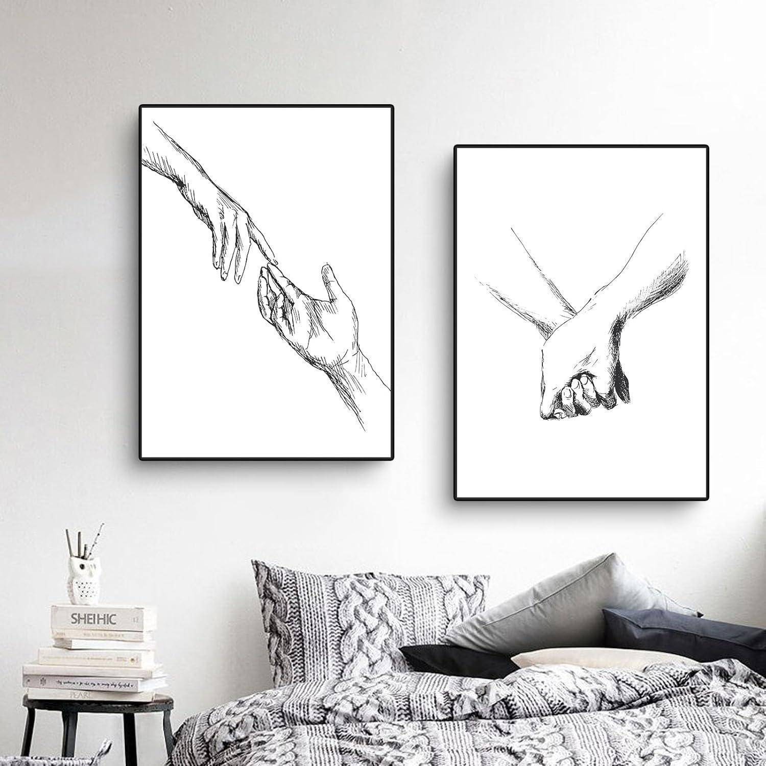 Poster 3er Set Hand in Hand Wandkunst Wohnzimmer 50x70cm 50x70cm C