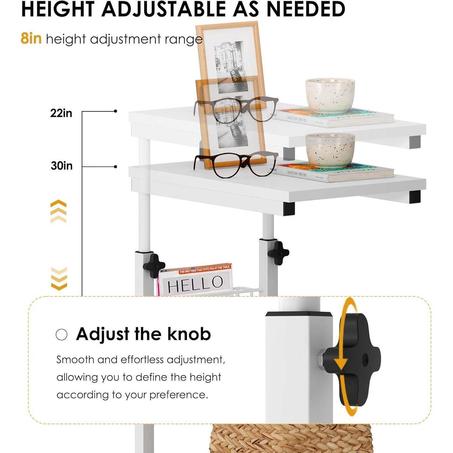 Laptoptisch Beistelltisch höhenverstellbar mit Rollen 48x30 cm PC