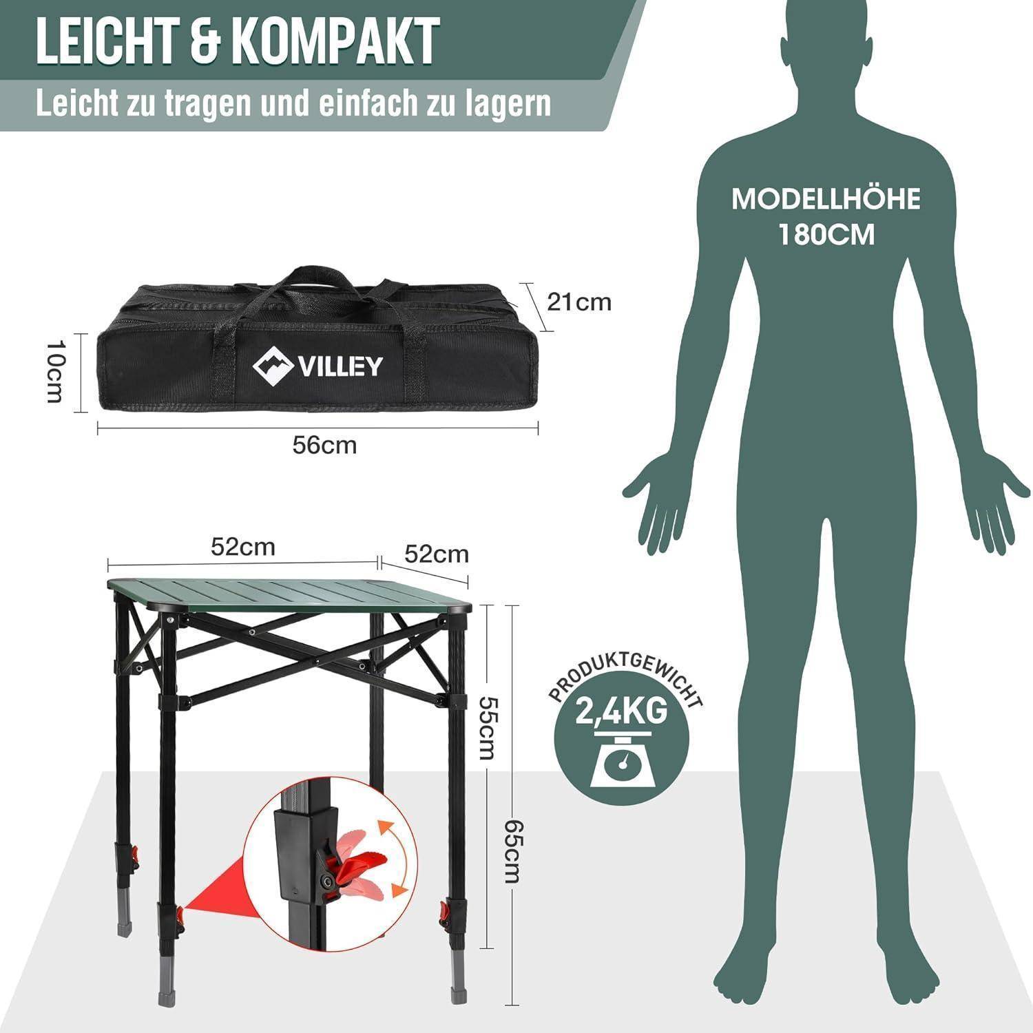 Aluminium Klapptisch Tragetasche Campingtisch Alu Balkontisch