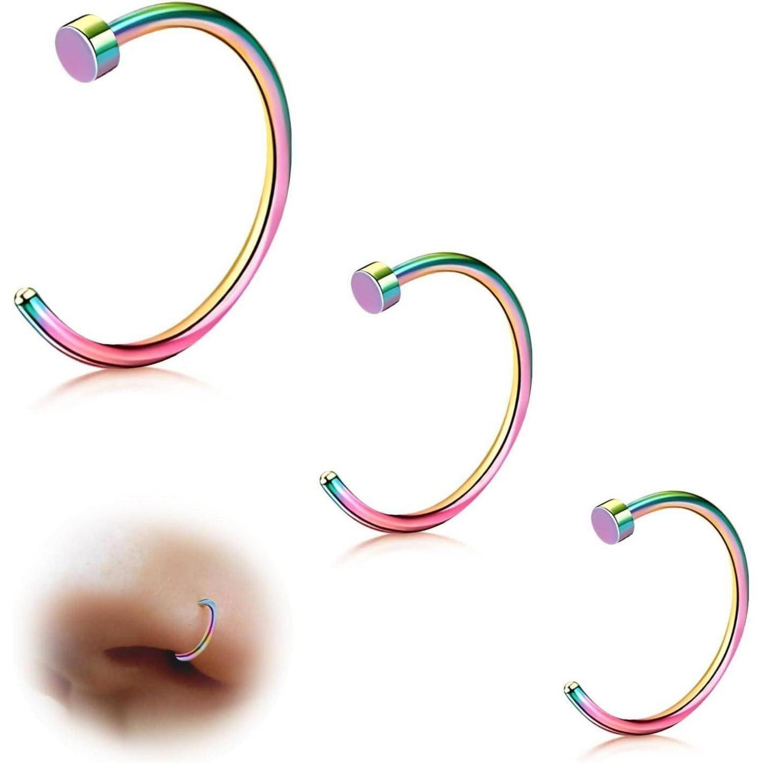 G23 Titan Fake Nasenpiercing Set 18G 20G 6MM/8MM/10MM Schwarz Gold