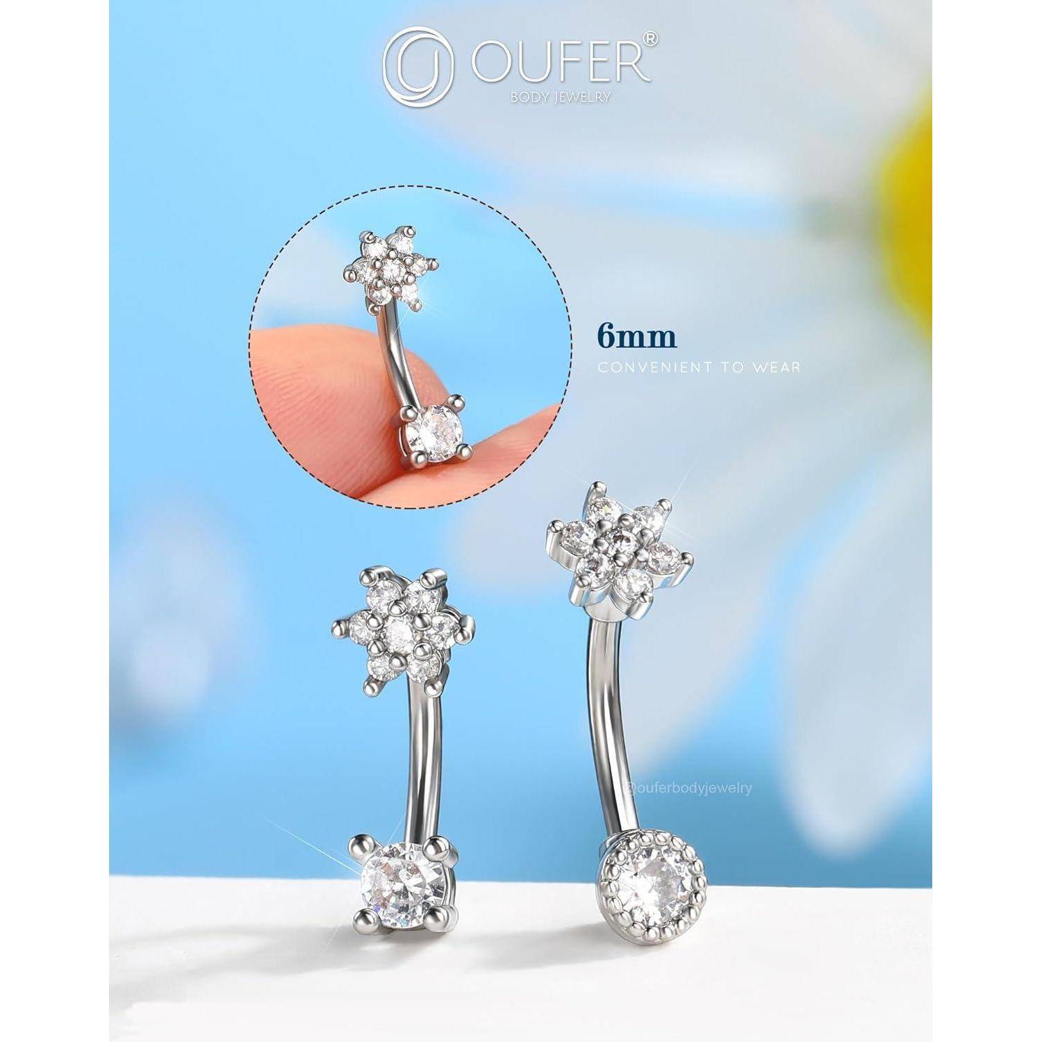 16G Blume Curved Barbell 316L-Edelstahl Knorpel Ohrpiercing 8 mm Helix