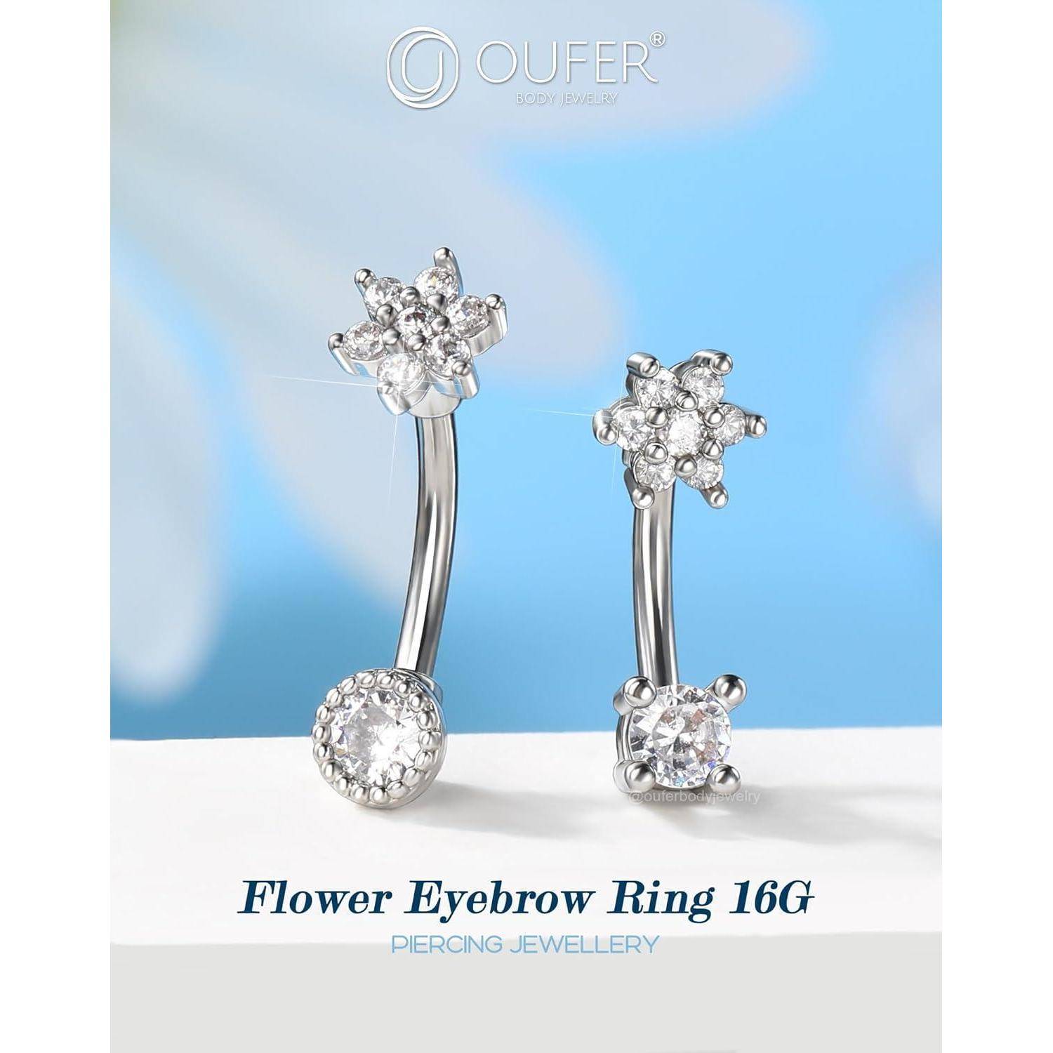 16G Blume Curved Barbell 316L-Edelstahl Knorpel Ohrpiercing 8 mm Helix