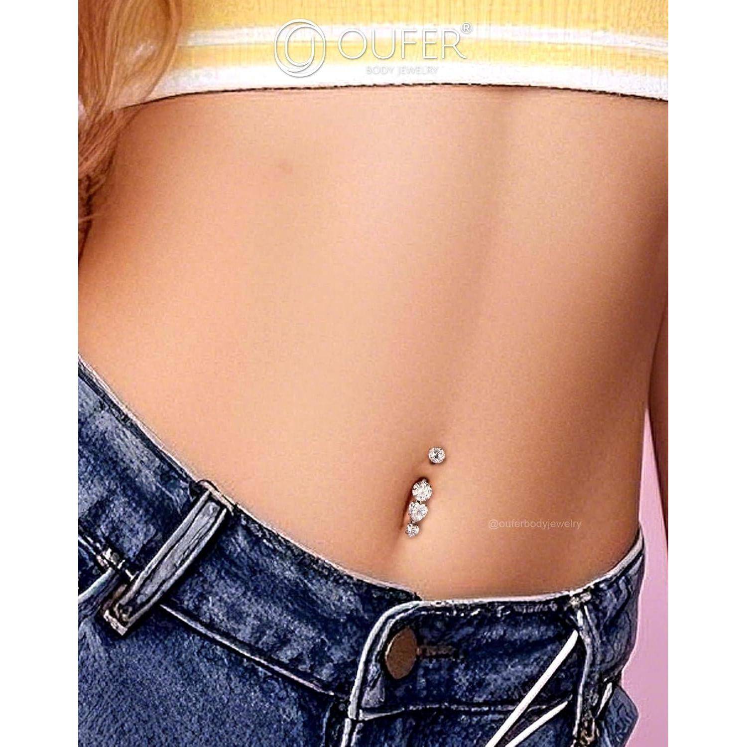 Bauchnabelpiercing 14G Innengewinde Titan G23 Herz CZ 14G10mm