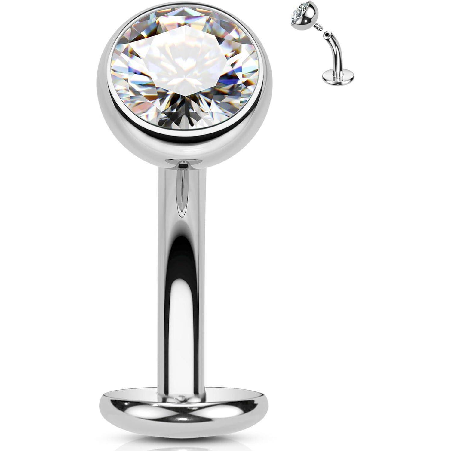 Bauchnabelpiercing Titan G23 Klar CZ Belly Button Piercing 14G 8/10/12