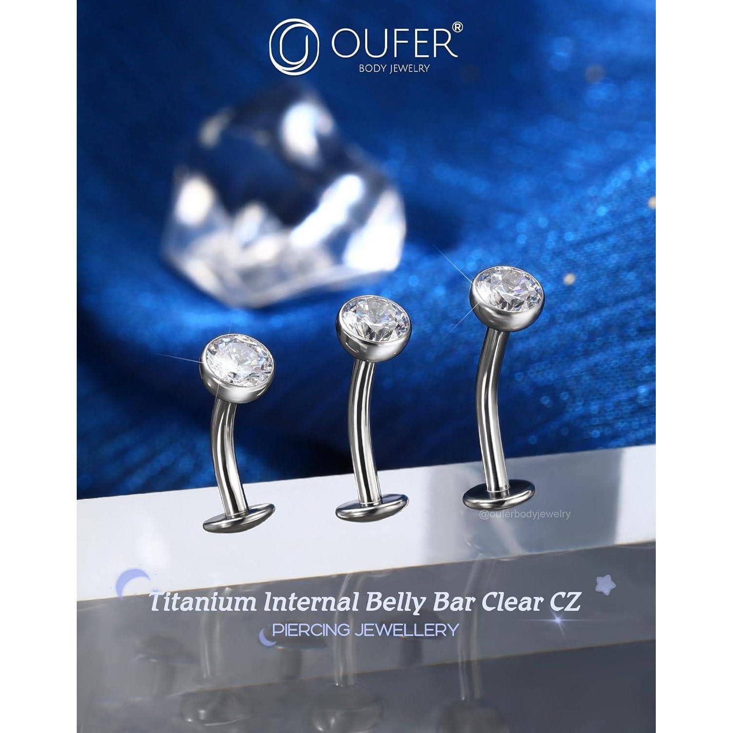 Bauchnabelpiercing Titan G23 Klar CZ Belly Button Piercing 14G 8/10/12