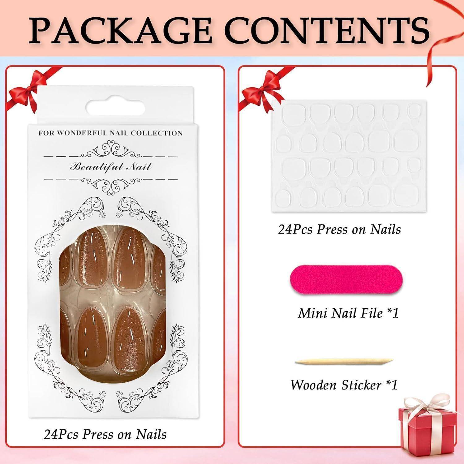 24 Stück Kurze Künstliche Nägel Mandel Rosa Nude French Ballerina