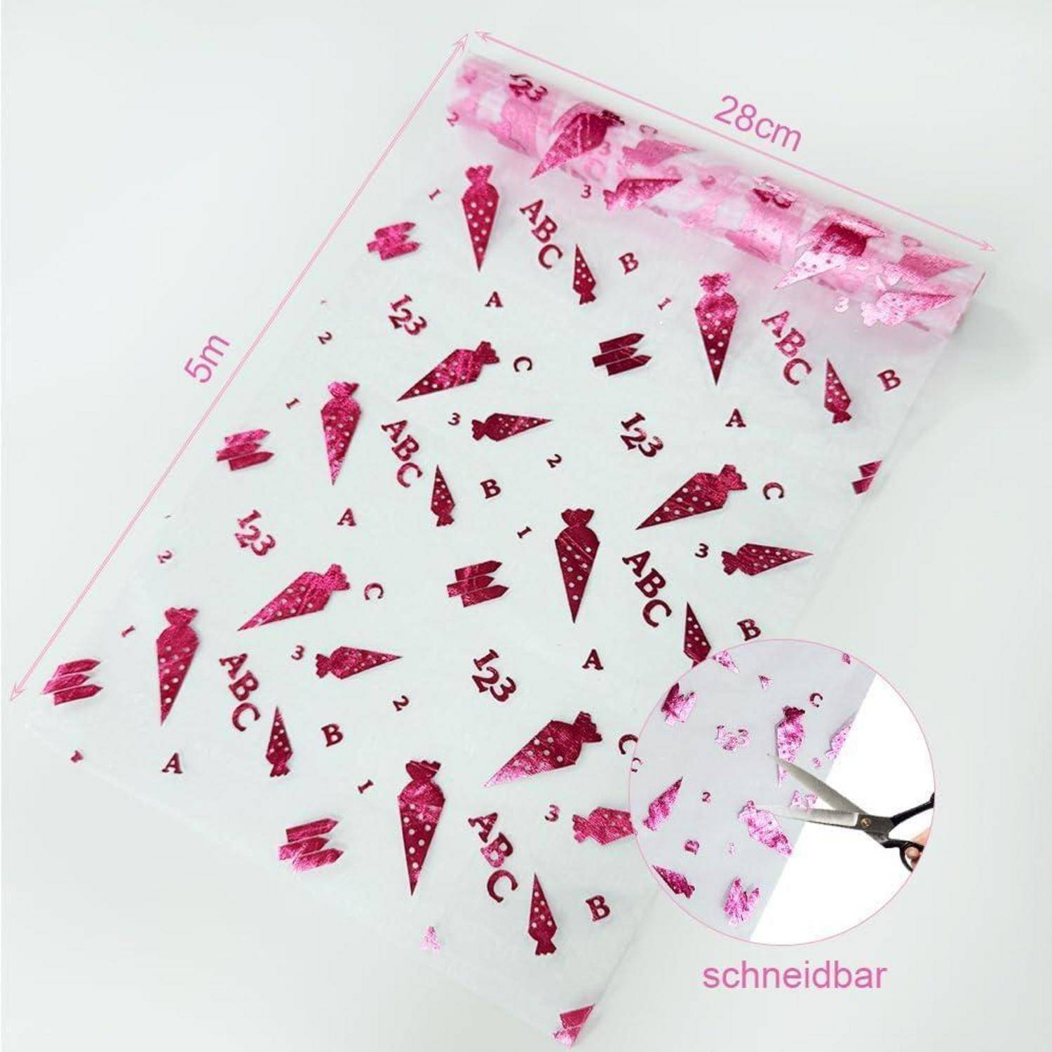 Tischläufer 5M Einschulung Mädchen Junge Zuckertüten Rosa