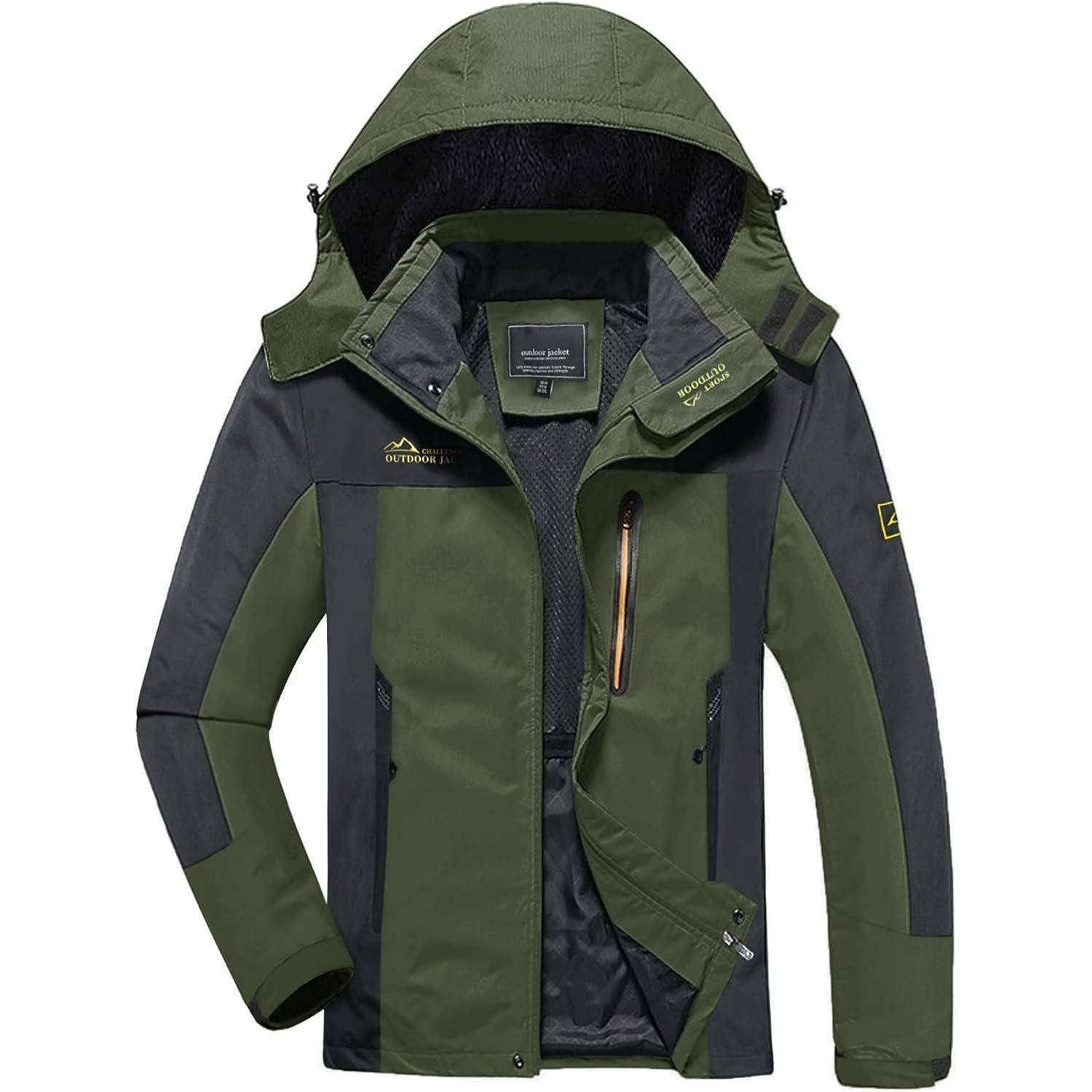 Softshelljacke Herren wasserabweisend abnehmbare Kapuze M Dunkeloliv