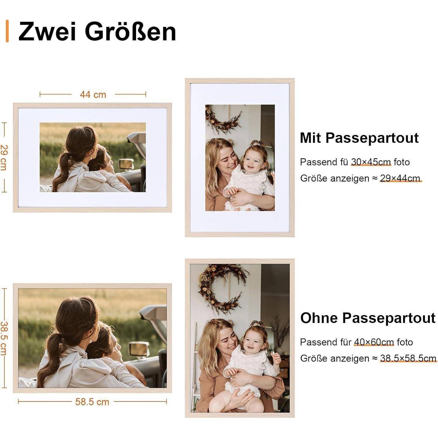 Bilderrahmen 40x60cm Passepartout MDF 3erSet 40x60cm 3x Holz