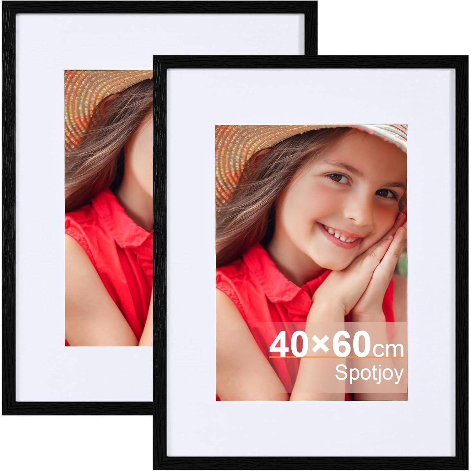 Bilderrahmen Fotorahmen Holzrahmen Passepartout MDF 40x60cm 2x Schwarz